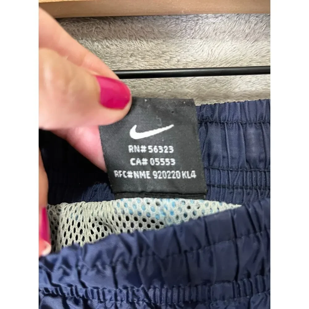 Vintage Y2K Nike Navy Windbreaker Track Pants Swoosh Lined Joggers Men's XXL